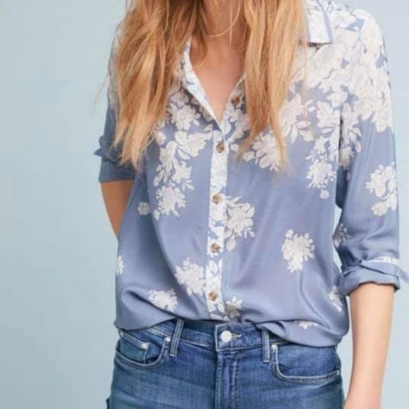 Anthropologie Tops - New Maeve Silk Rosalee Floral Button Down